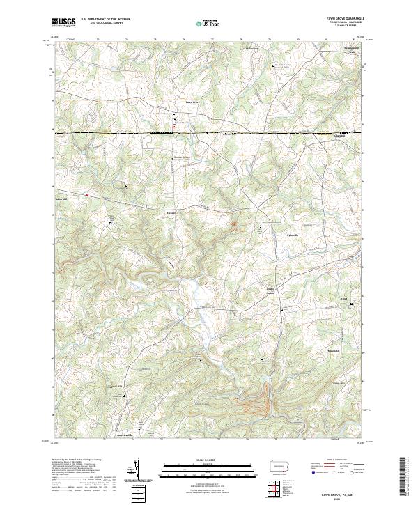 US Topo 7.5-minute map for Fawn Grove PAMD on Sale