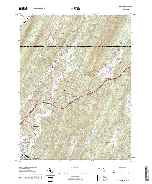 US Topo 7.5-minute map for Evitts Creek MDPAWV Hot on Sale