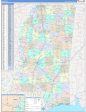 Color Cast Style Wall Map of Mississippi by Market Maps For Sale