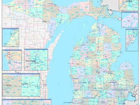 Color Cast Style Wall Map of Michigan by Market Maps on Sale