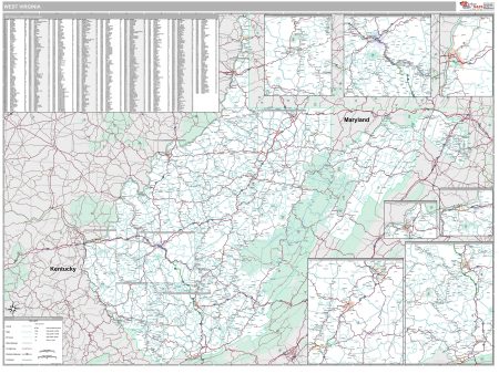 Premium Style Wall Map of West Virginia by Market Maps Supply