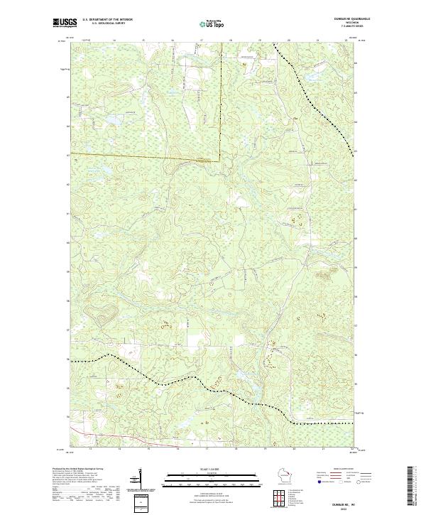 US Topo 7.5-minute map for Dunbar NE WI Cheap