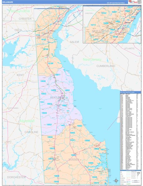 Color Cast Style Delaware Wall Map by Market Maps Hot on Sale