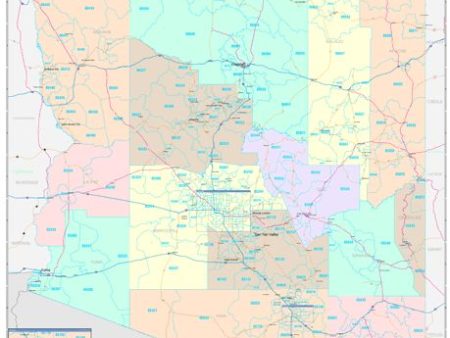 Color Cast Style Arizona Wall Map by Market Maps Online now