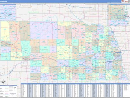 Color Cast Style Wall Map of Nebraska by Market Maps For Discount