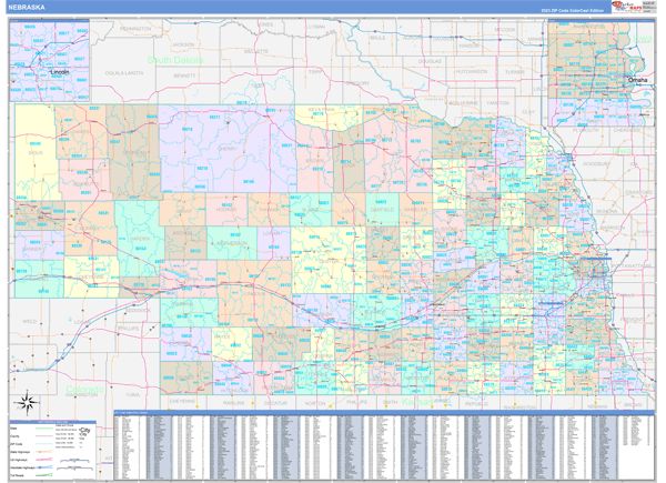 Color Cast Style Wall Map of Nebraska by Market Maps For Discount