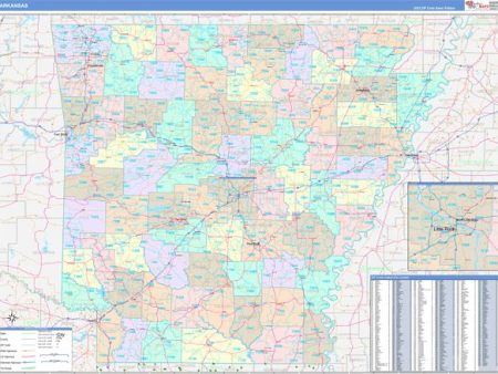 Color Cast Style Arkansas Wall Map by Market Maps Discount