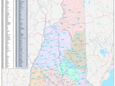 Color Cast Style Wall Map of New Hampshire by Market Maps Online now