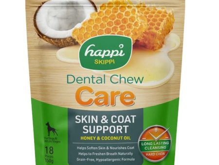 Happi Skippi (Doggy) Care Honey & Coconut Oil Skin & Coat Support Grain-Free Dental Dog Chews 150g Sale