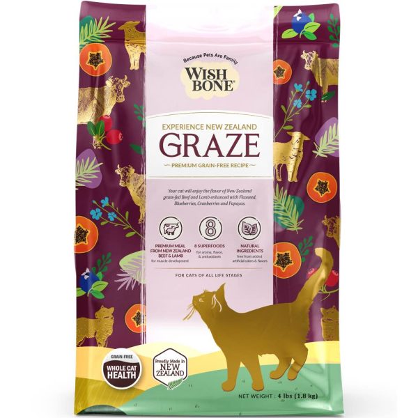 25% OFF: Wishbone Graze Beef, Lamb & Chicken Grain-Free Dry Cat Food 4lb Hot on Sale