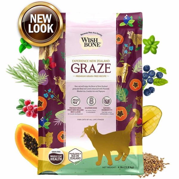 25% OFF: Wishbone Graze Beef, Lamb & Chicken Grain-Free Dry Cat Food 4lb Hot on Sale